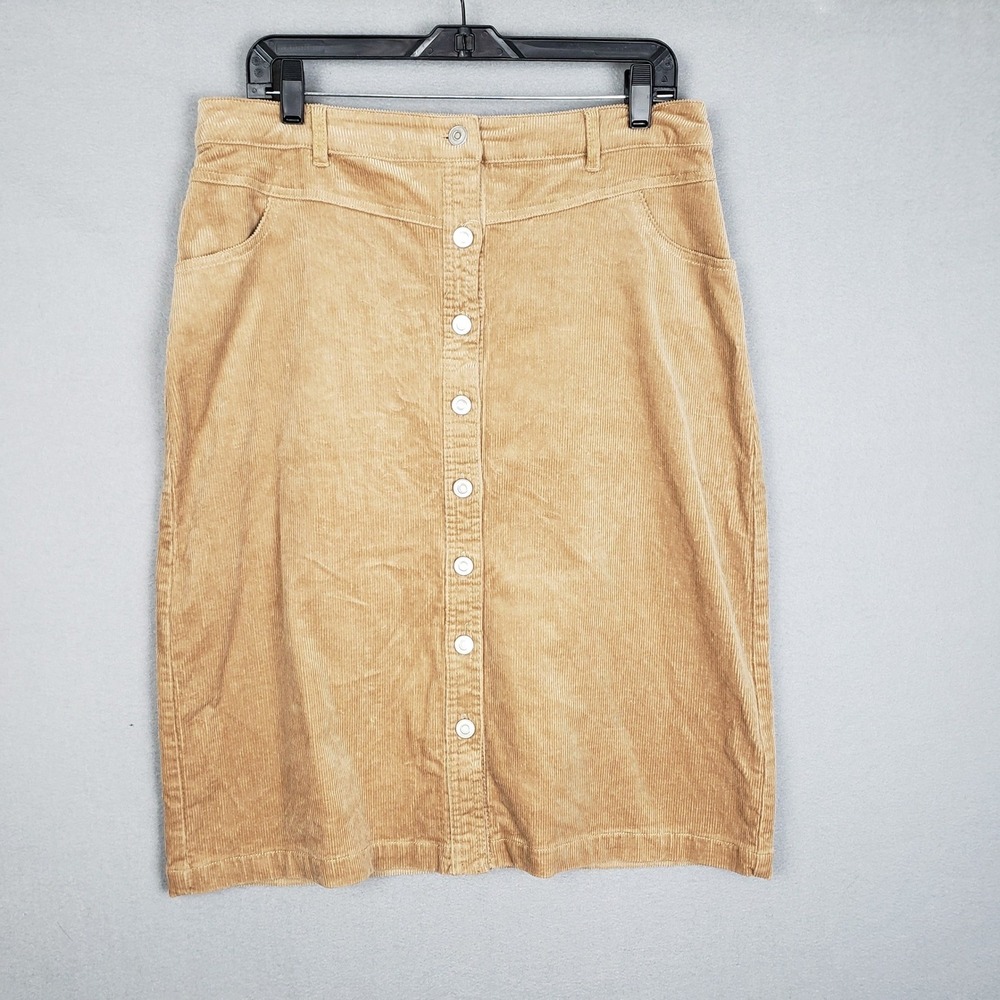 Love‎ Tree Women's XL Button Front Corduroy Pencil Skirt Tan Cabincore Fall